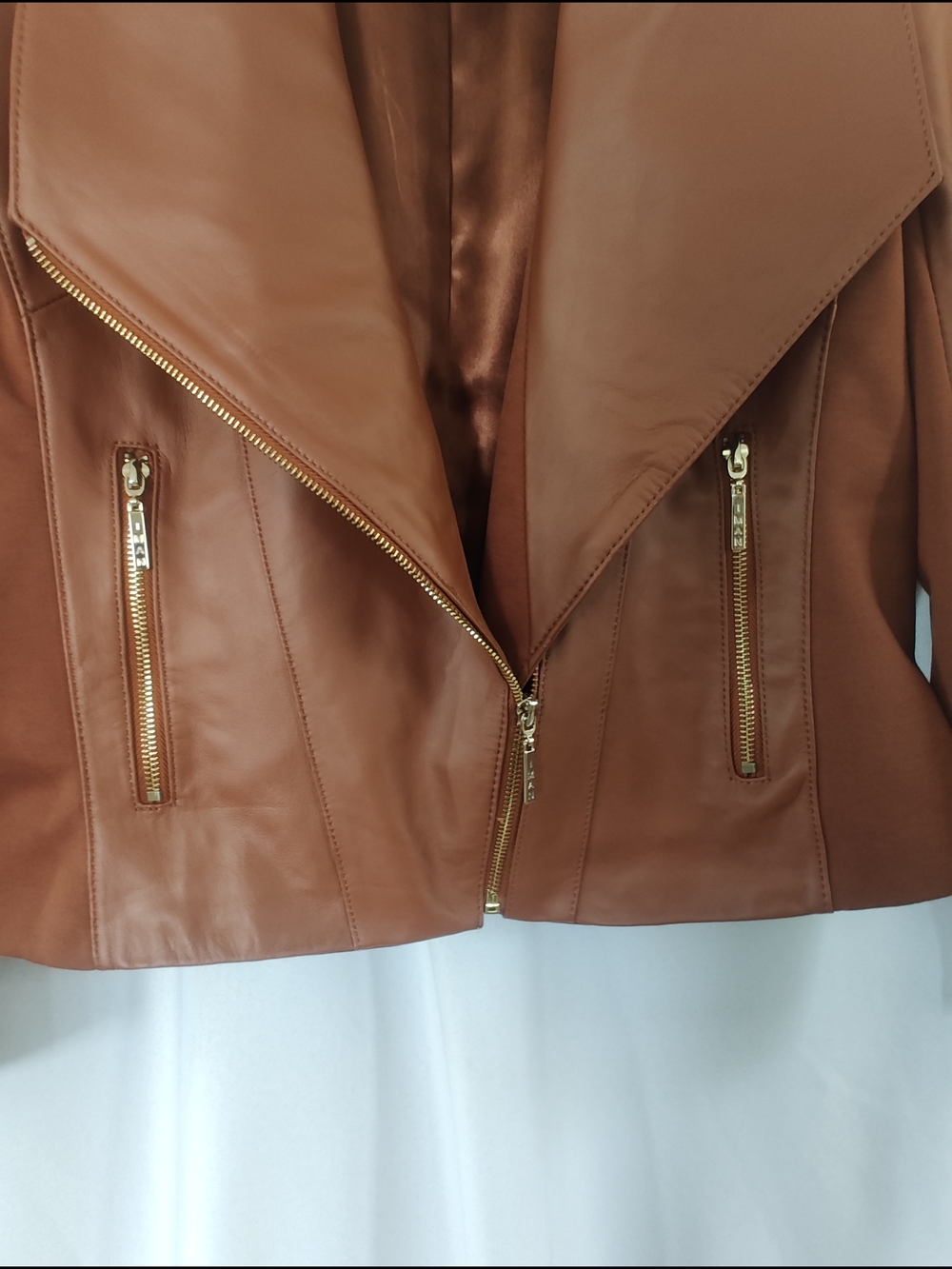 Iman Global ChicFaux Leather Cropped Jacket in Cognac Small - Picture 5 of 12
